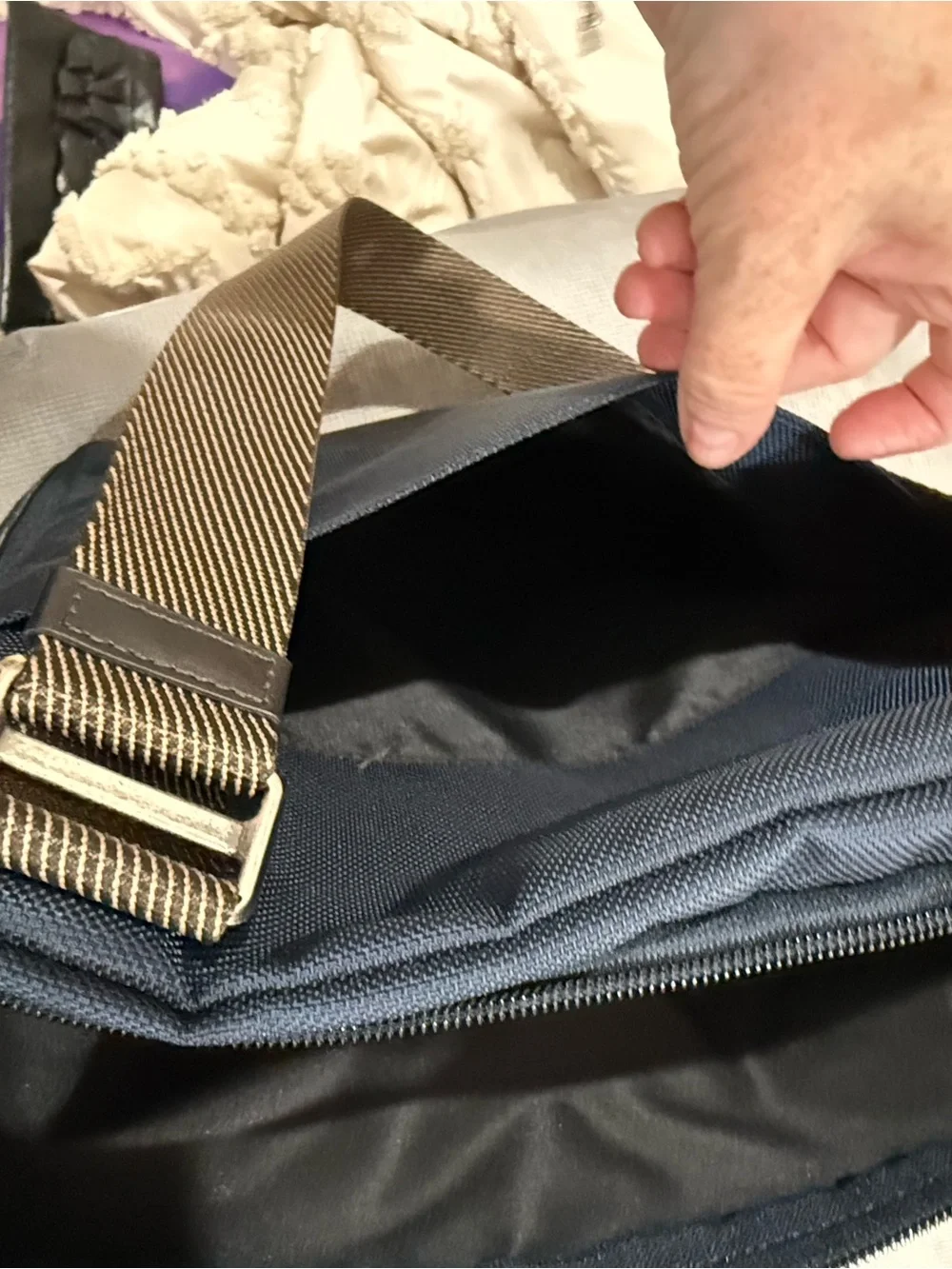 Tumi Navy and Brown Messenger Crossbody Bag